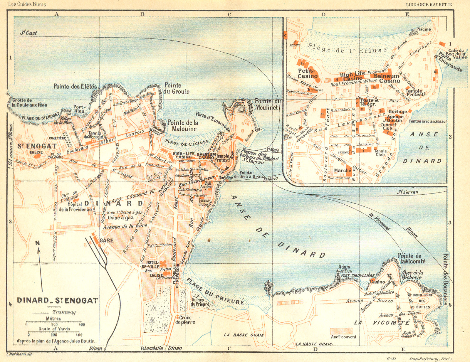 FRANCE. Dinard-St Enogat 1932 old vintage map plan chart